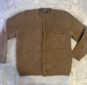 Meister Men's 100% New Pure Wool Cardigan Brown Austria Sweater LARGE Chest 44"